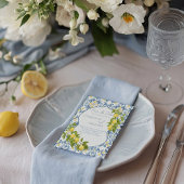 Italiaans Blauw Tegel Lemon Wedding Save the Date Aankondigingskaart