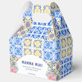 Italiaans Blauw Tegel Mamma Mia Baby shower Bedankdoosjes