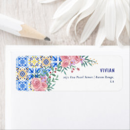 Italiaans Blauw Tegel Mamma Mia Retouradres Etiket