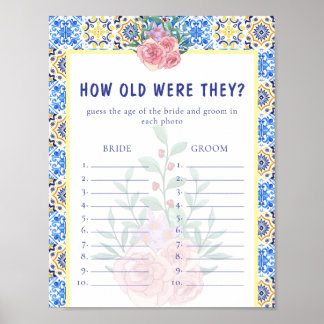 Italiaans Blauw Tegel Mamma Mia Vrijgezellenfeest Poster