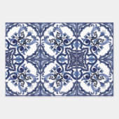 Italiaans blauw & wit Siciliaans majolica mozaïek Inpakpapier Vel (Voorkant 2)