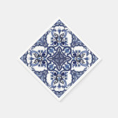 Italiaans blauw & wit Siciliaans majolica mozaïek Servet (Hoek)