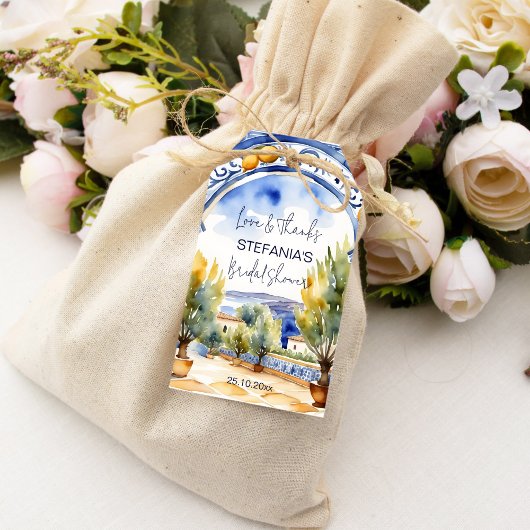 Italiaans Blauwe tegels boogcitroenen vrijgezellen Cadeaulabel