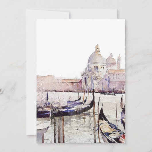 Italiaans Bruiloft Aquarel Venetië Elegant Modern Kaart (Achterkant)