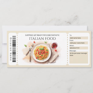 Italiaans cadeaubon voor eten kaart