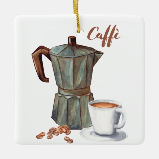 Italiaans Caffè Moka pot ornament Koffie ornament (Voorkant)