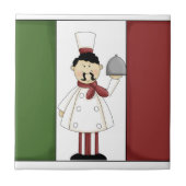 Italiaans Chef #4 met vlag Tegel Tegeltje (Voorkant)