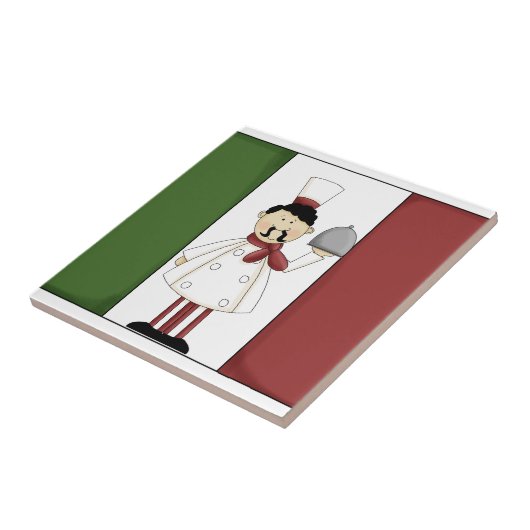 Italiaans Chef #4 met vlag Tegel Tegeltje (Zijkant)