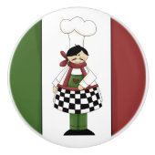 Italiaans Chef cartoon keramische knop (Voorkant)