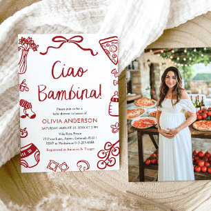 Italiaans Ciao Bambina meisje grillig Baby shower Kaart