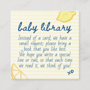 Italiaans Citrus Geel Gingham Baby Bibliotheek Informatiekaartje