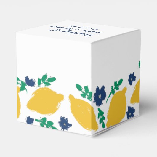 Italiaans Citrus Lemon Hand Drawn Wedding Bedankdoosjes (Achterkant)