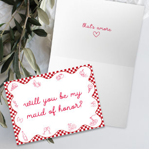 Italiaans Dat is Amore Wavy Maid of Honor Voorstel Kaart