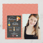 Italiaans diner verjaardagsfeestje krijt pizza uit kaart (Voorkant / Achterkant)