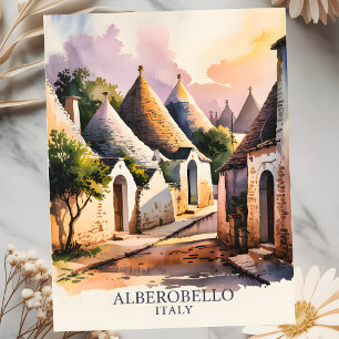 Italiaans dorp Trulli Vintage Alberobello Puglia Briefkaart