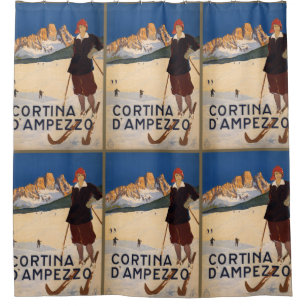 Italiaans douchegordijn voor Poster met Alps Vinta