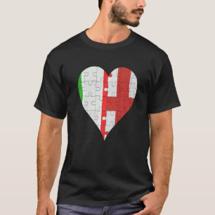 Italiaans Engels Vlag Hart T-shirt