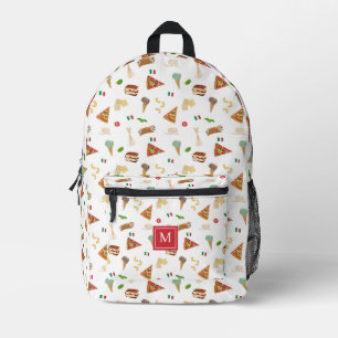 Italiaans eten Pizza Pasta Tiramisu Monogram Bedrukte Rugzak