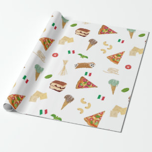 Italiaans eten Pizza Pasta Tiramisu Patroon Cadeaupapier