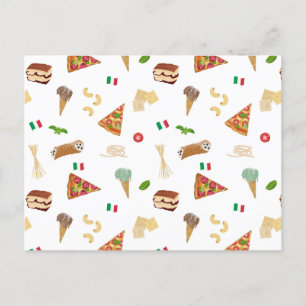 Italiaans eten Pizza Pasta Tiramisu Patroon Feestdagenkaart
