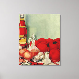 Italiaans eten tomaat uit de oude doos uien pepers canvas afdruk