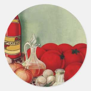 Italiaans eten uit grootmoeders tijd tomaat uien p ronde sticker