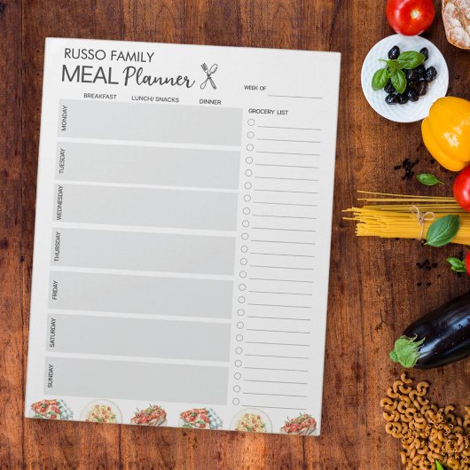 Italiaans eten waterverf maaltijdplanner boodschap notitieblok