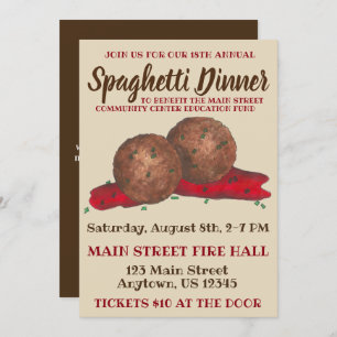 Italiaans evenement "Meatball Spaghetti Dinner Cha Kaart