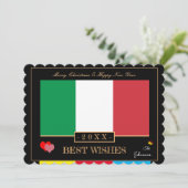 Italiaans Flag & Gelukkig Nieuwjaar/Beste Wens Kaa Feestdagenkaart (Staand voorkant)
