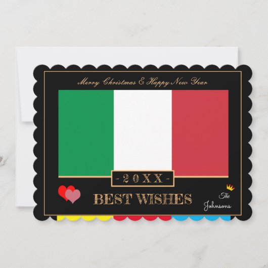 Italiaans Flag & Gelukkig Nieuwjaar/Beste Wens Kaa Feestdagenkaart (Voorkant)