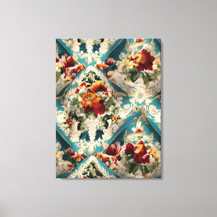 Italiaans floraal damast grillig patroon canvas afdruk