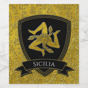 Italiaans geïnspireerd Trinacria en Shield Wijn Etiket