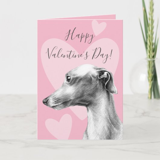 Italiaans Goudhond Roze Valentijnsdag Feestdagen Kaart (Voorkant)