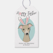 Italiaans grayhound Fawn Dog Cute Easter Bunny Cadeaulabel (Voorkant)
