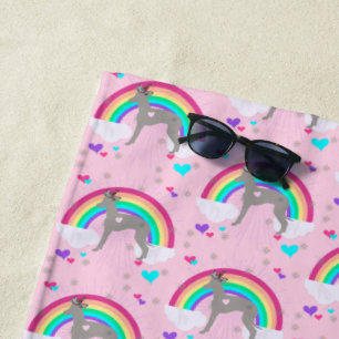 Italiaans Greyhound Beach Towel, Unicorn Iggy Prin Strandlaken