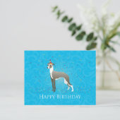 Italiaans "Greyhound Birthday Design" Briefkaart (Staand voorkant)
