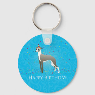 Italiaans "Greyhound Birthday Design" Sleutelhanger