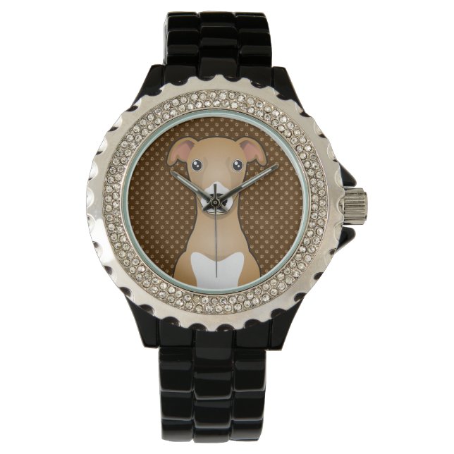Italiaans Greyhound Cartoon Paws Horloge (Voorkant)