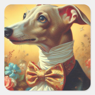 Italiaans Greyhound Dog Painting Vierkante Sticker