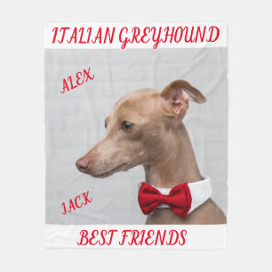ITALIAANS GREYHOUND FLEECE BLANKET MET NAMEN.