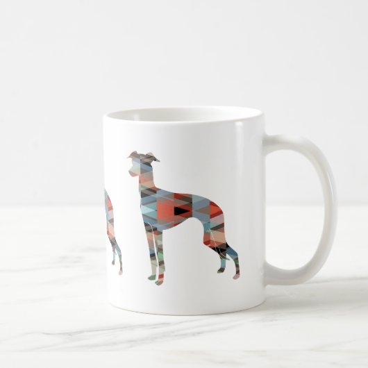 Italiaans Greyhound Geo Pattern Silhouette - Pset Koffiemok (Rechts)