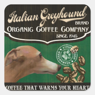 Italiaans Greyhound Merk - Biologisch Koffiebedrij Vierkante Sticker
