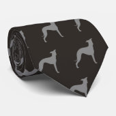 Italiaans Greyhound Silhouettes Black en Grey Stropdas (Opgerold)