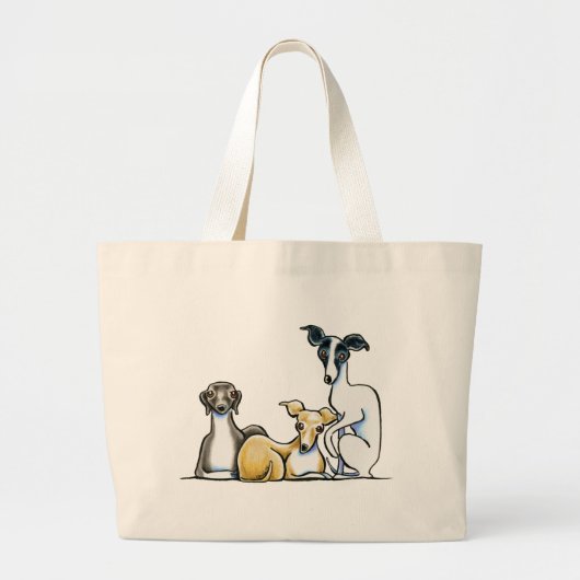 Italiaans Greyhound Trio Grote Tote Bag (Voorkant)