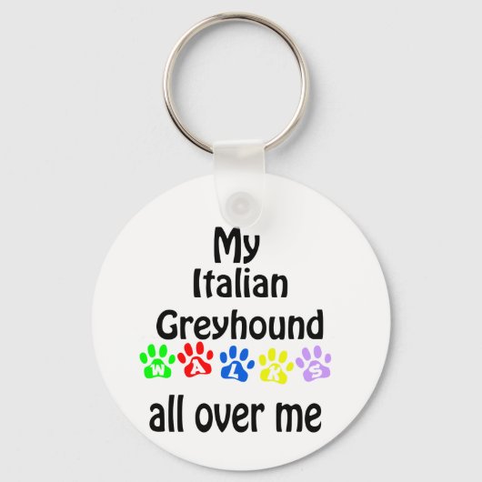 Italiaans Greyhound Wandelingen Ontwerp Sleutelhanger (Voorkant)