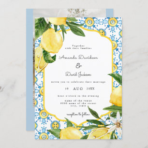 Italiaans Grieks citrus Lemon Yellow Modern Weddin Kaart