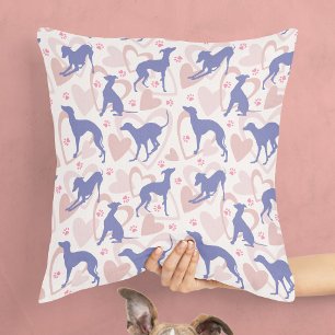 Italiaans grijsheuvels paws Periwinkle Pattern Kussen