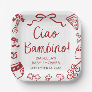 Italiaans handgetekende pizza Ciao Bambino Baby sh Papieren Bordje