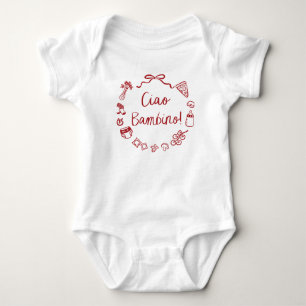 Italiaans handgetekende pizza Ciao Bambino Baby sh Romper
