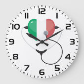 Italiaans Hart met Stethoscoop Healthcare Grote Klok (Voorkant)